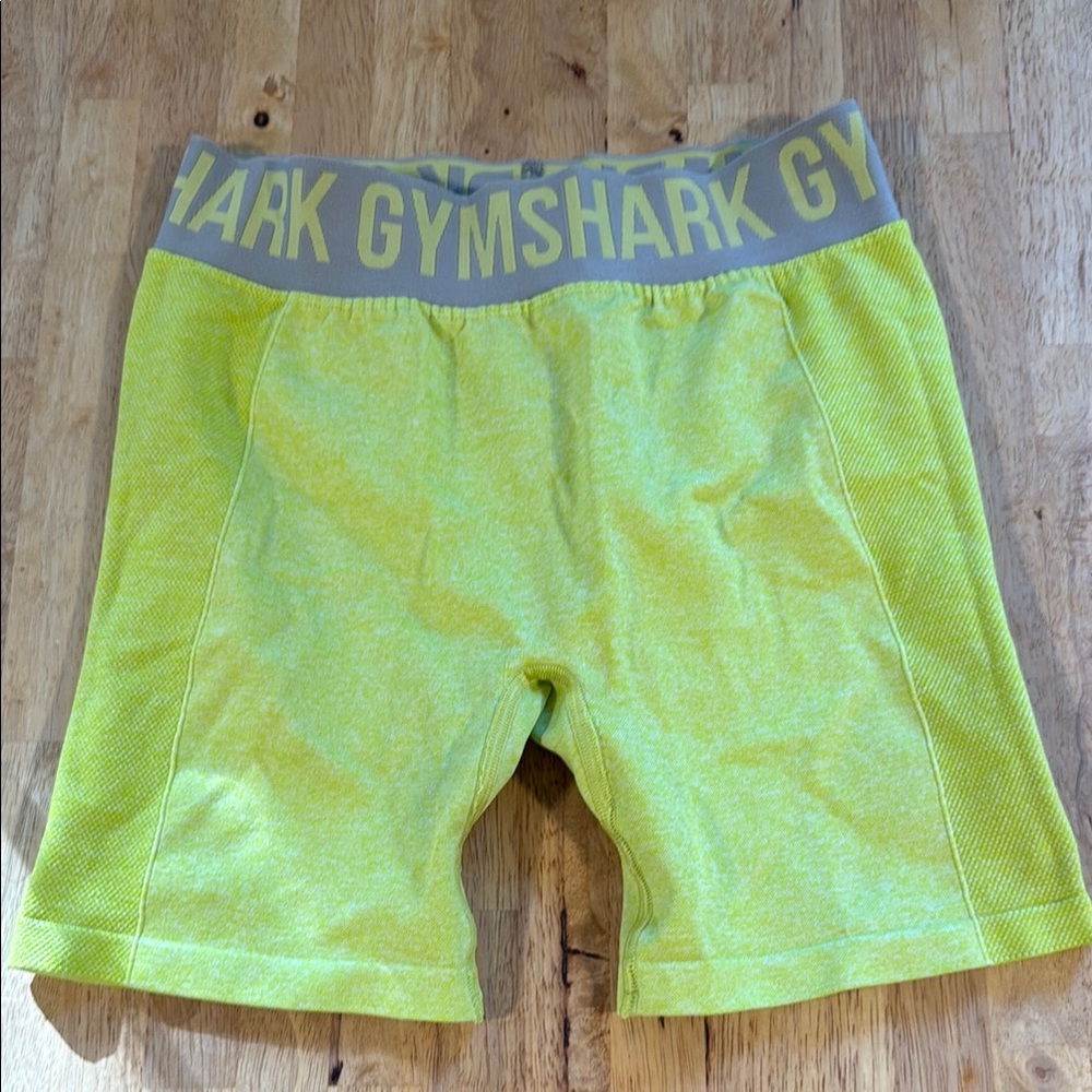 Gymshark Neon Yellow Shorts with Gray Waistband